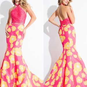 Rachel Allan Floral Mermaid 2 Piece Dress Size 2